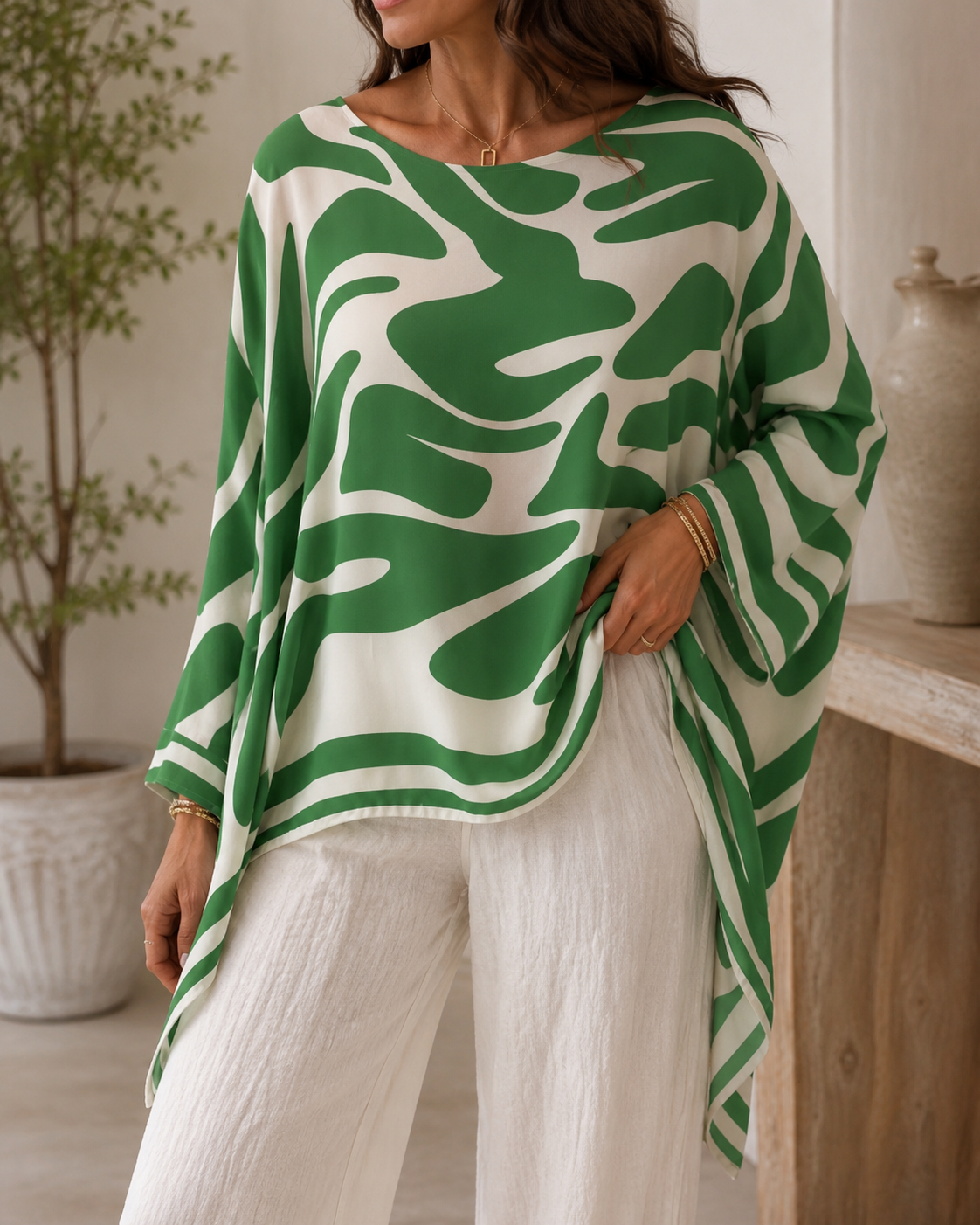 Loose-fitting Casual Printed Chiffon Top