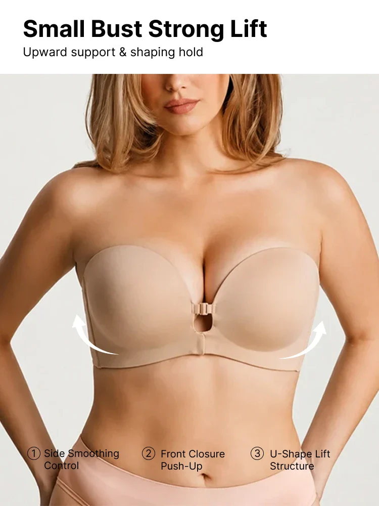 Women's Strapless Front Closure Push-Up Bra