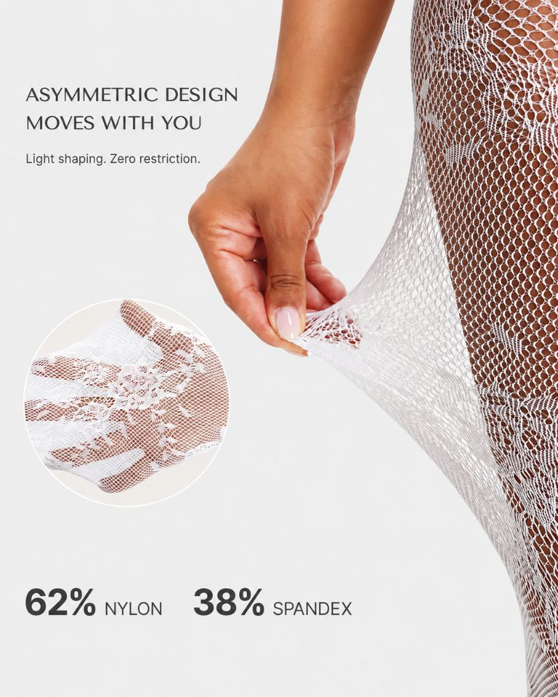 High-Waisted Floral Lace Shaping Tights