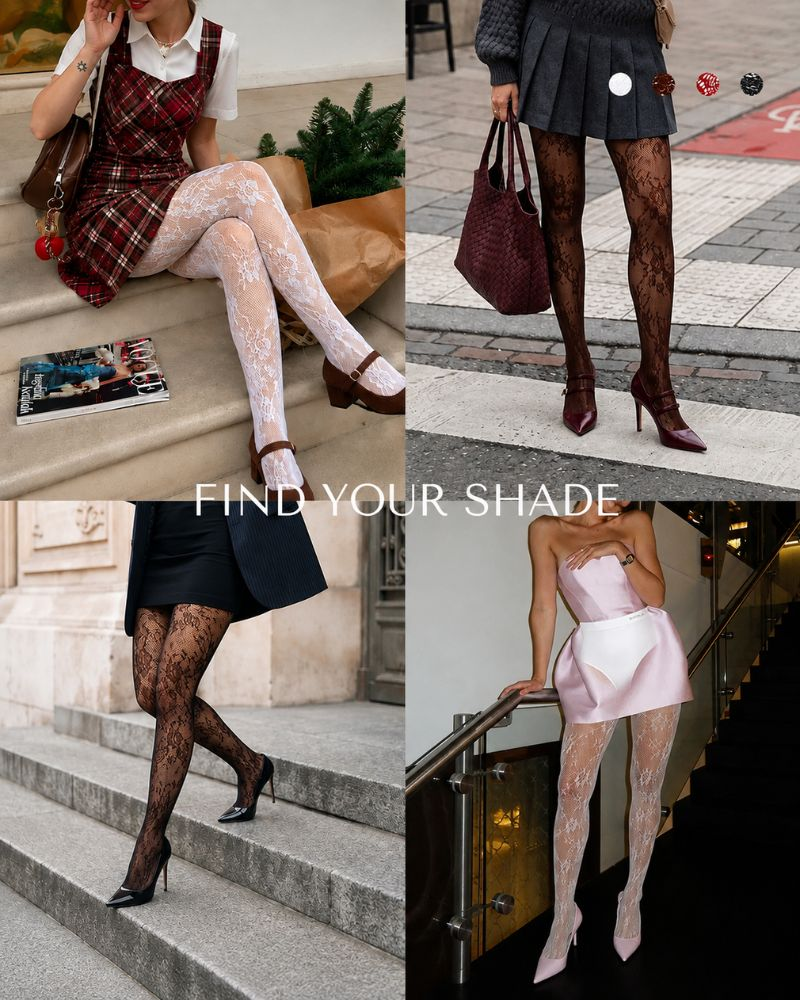 High-Waisted Floral Lace Shaping Tights