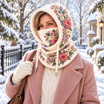 Women's Floral 3 in 1 Fleece Lined Winter Hood