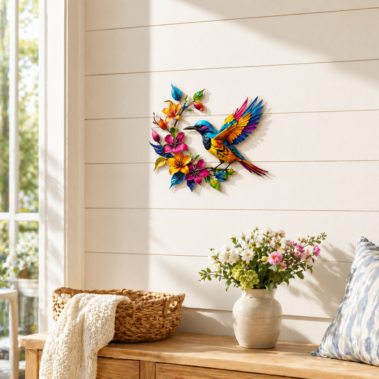 Hummingbird Bloom Metal Wall Art