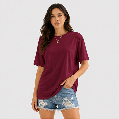 Women's Short Sleeve T Shirt Solid Color Round Neck Casual Tee