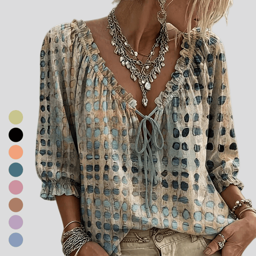 Polka Dot Lace Up Blouse
