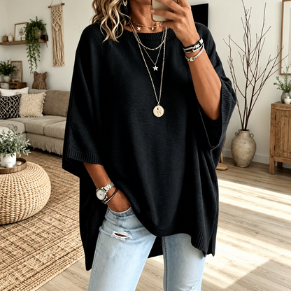 Women's Loose Solid Color Casual Knit Sweater
