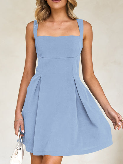 Short Sleeveless Party Dress with Back Bow