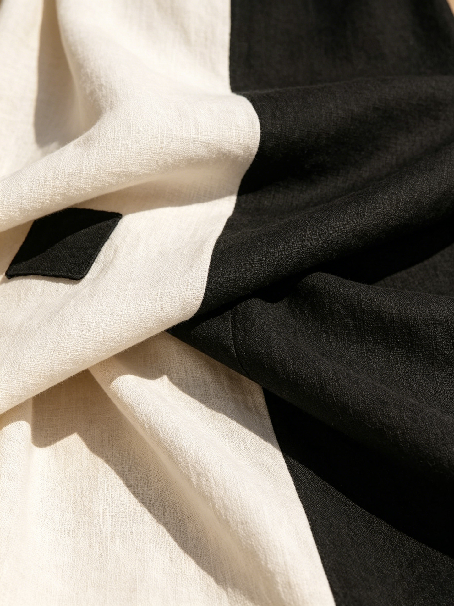 Women's Casual Cotton-Linen Color-Block Maxi Dress