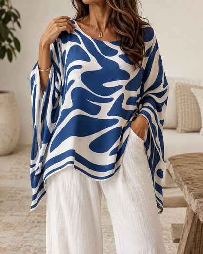 Loose-fitting Casual Printed Chiffon Top