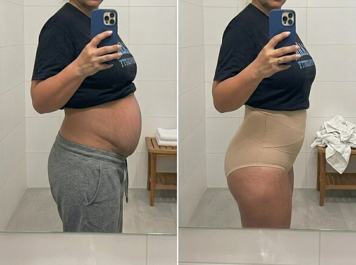 Before after postpartum belly Timboc