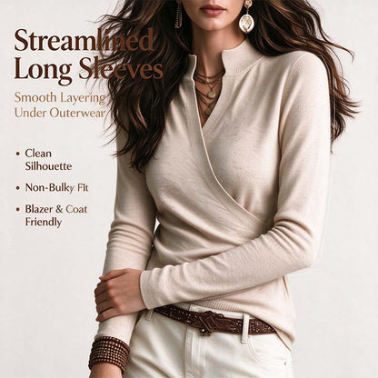 Early Autumn Fake Neck Cross Wrap Sweater for Women